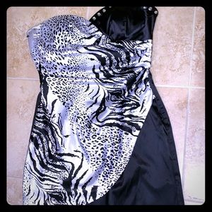 Zebra strapless mini dress